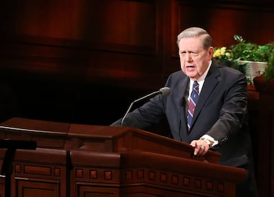 Elder Jeffrey R. Holland of the Quorum of the Twelve talks about LDS Church President Russell M. Nelson's announcement that ministering will replace home and visiting teaching programs during the Sunday afternoon session of the 188th Annual General Confer