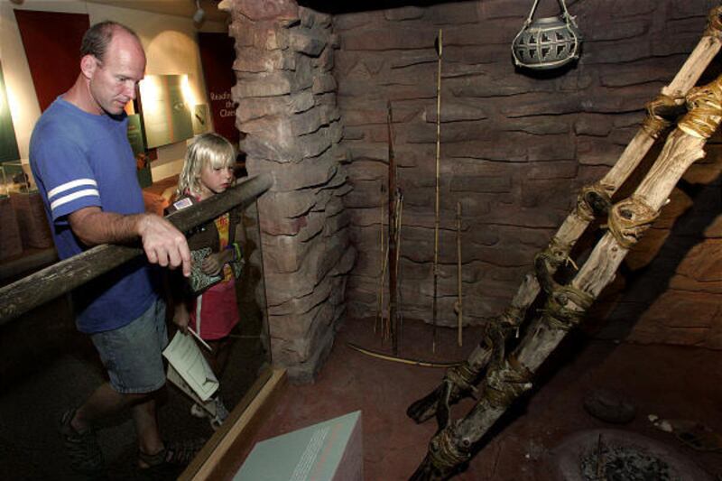 Bob Frisley and his daughter, Emily, tour Anasazi State Park in Boulder, Garfield County.