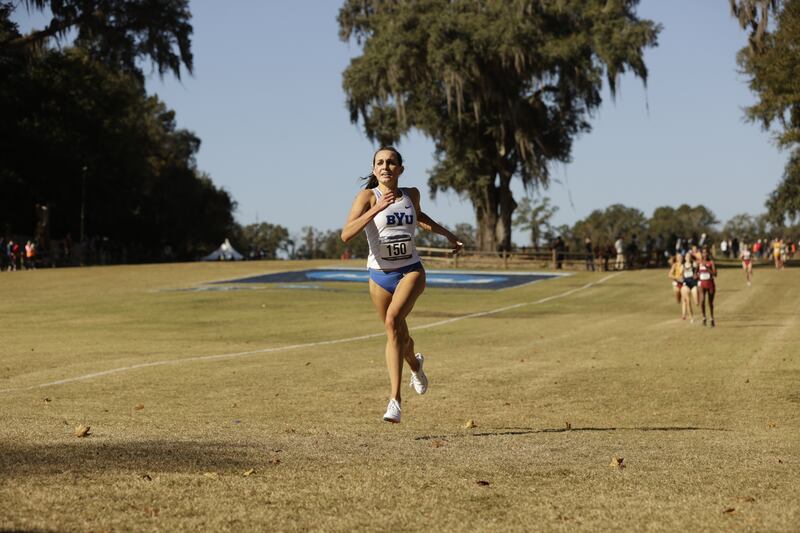 BYU’s Whittni Orton pulls away to win the individual title at the 2021 NCAA Cross Country Championships in Tallahassee, Florida,