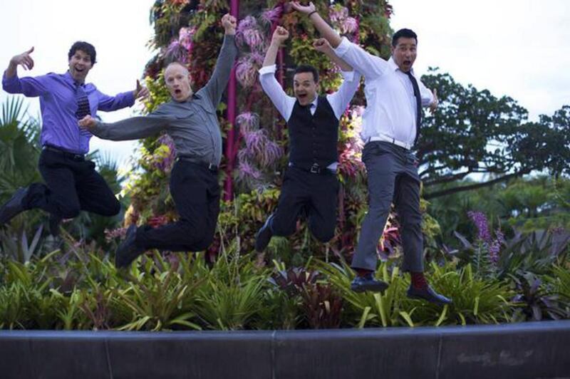 The Piano Guys are, from left, producer/videographer Paul Anderson, pianist/songwriter Jon Schmidt, cellist/songwriter Steven Sharp Nelson and music producer/songwriter Al Van Der Beek.