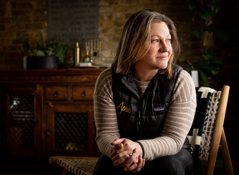 Sarah Brown poses for a photo at her home in Salt Lake City.