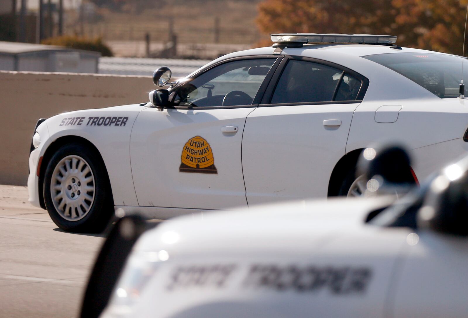 Utah Highway Patrol vehicles are pictured on I-15 in Utah County on Thursday, Oct. 29, 2020.