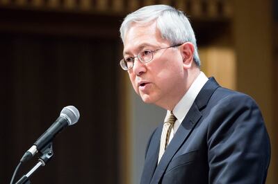 Elder Gerrit W. Gong of the Quorum of the Twelve Apostles of The Church of Jesus Christ of Latter-day Saints, delivers a speech during the G20 Interfaith Forum in Chiba, Japan, on Saturday, June 8, 2019.