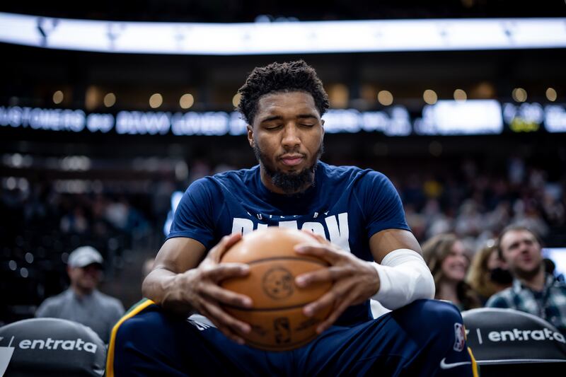 Utah Jazz guard Donovan Mitchell before a Utah Jazz game.