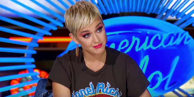 A photo of Katy Perry on an episode “American Idol” in 2019.