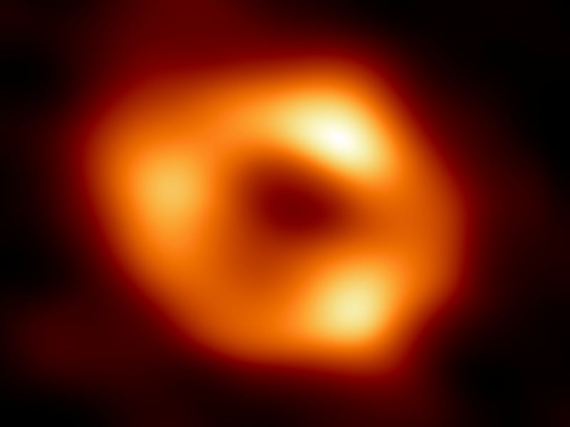 A black hole at the center of the Milky Way galaxy.